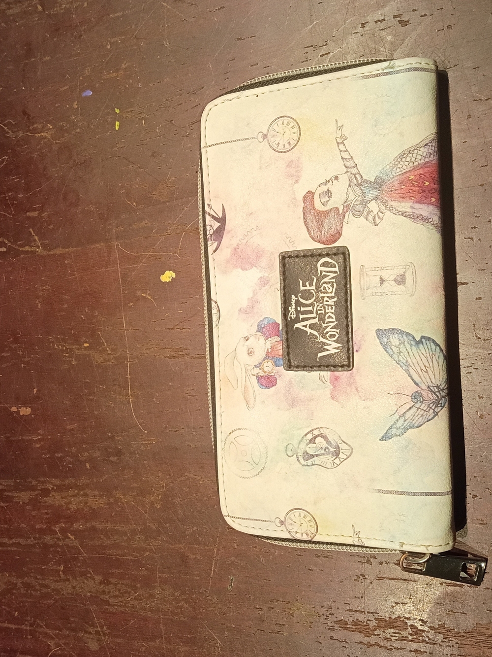 Disney Alice in Wonderland Pastel Multicolor Zip-Around Wallet